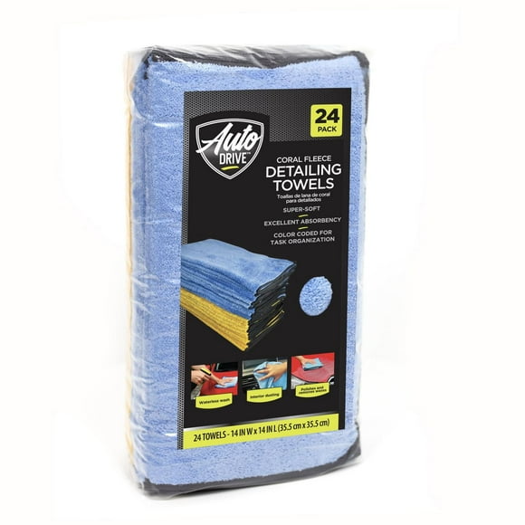 Auto Drive Coral Fleece Detailing Towel 24 pack