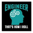 thumbnail image 1 of DistinctInk Custom Bumper Sticker - 3" x 3" Decorative Decal - Black Background - Engineer That's How I Roll, 1 of 2