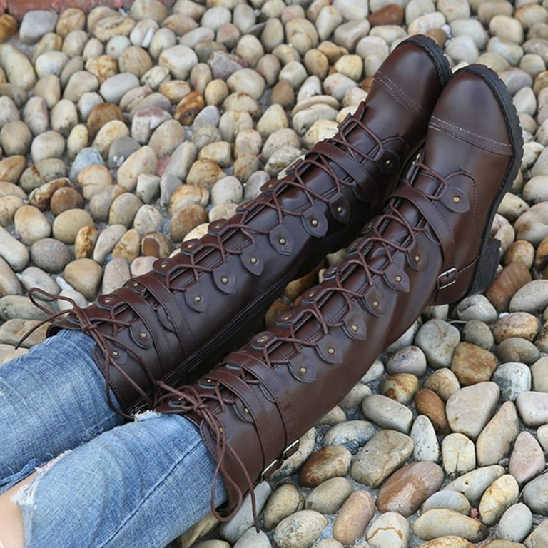 CBGELRT Knee High Boots for Women Vintage Fashion Lace-up CBGELRT Knee High Boots for Women Vintage Fashion Lace-up