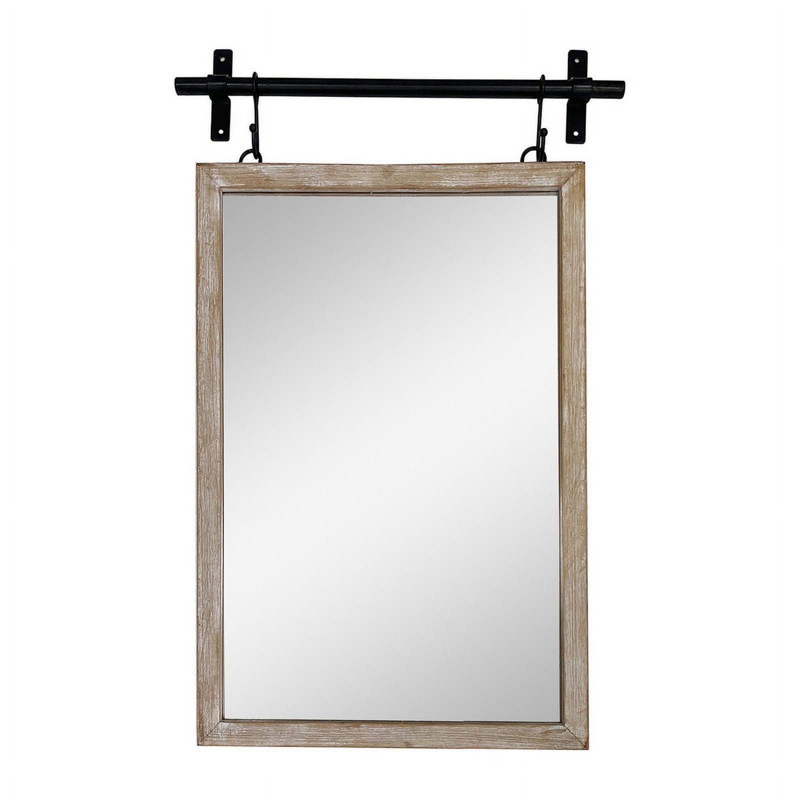 Lorae Wood & Metal Distressed Farmhouse Wall Mirror