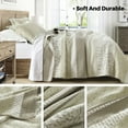 thumbnail image 5 of Bedduvit Beige Brown Queen Size Quilt - 100% Cotton Striped Framhouse Retro Queen Quilted Bedding Set, Lightweight Vintage Botanical Floral Print Bedspreads, Summer Decor Quilts for Queen Bed, 98x90, 5 of 11