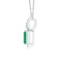 thumbnail image 2 of ANGARA Natural Emerald-Cut Emerald Halo Pendant in 14K White Gold for Women (Size-6x4mm) | May Birthstone, Birthday, Anniversary, Jewelry Gift for Women | Natural Emerald Necklace, 2 of 8
