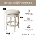 thumbnail image 5 of Maven Lane Pullman Backless Counter Stool in White Oak Finish w/ Natural Color Fabric Upholstery, Set of 2, 5 of 6