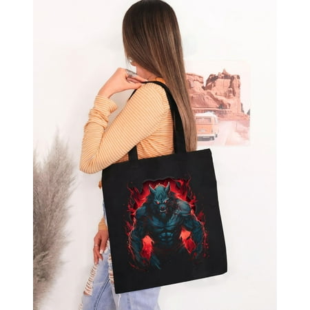 vintage NEW LIMITED Werewolf Full Moon Scary Angry Wolf Halloween Tote Bag S--TH38499