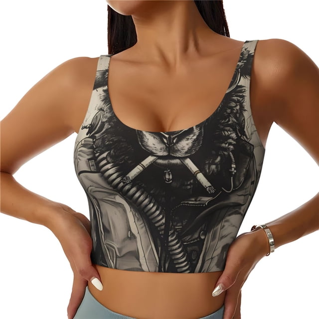 Balery Vintage Ram Pilot Sujetadores deportivos con espalda cruzada para mujer, acolchados, sin costuras, de alto impacto, ideales para yoga, gimnasio, entrenamiento y fitness.-X-Large