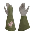 thumbnail image 2 of Cowhide Gardening Gloves M Size Green Heavy Duty Long Sleeve Thorn Proof Leather Work Gloves for Men Women Yard Farm Protection, 2 of 9