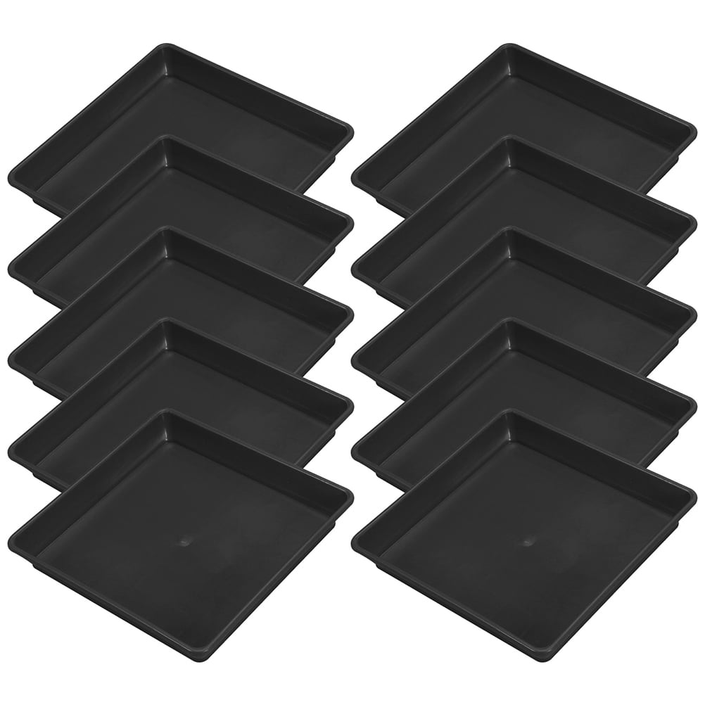 Bandejas De Goteo Para Macetas - Pack De 2, Resina, 16x10.8 Cm, Gris Oscuro | Plato Para Plantas, Bonsái, Interior Y Exterior