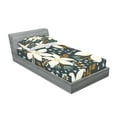 thumbnail image 2 of Ambesonne Floral Fitted Sheet & Pillow Sham Set, Poinsettia Blossoms Art, Twinxl, White and Caramel, 2 of 2