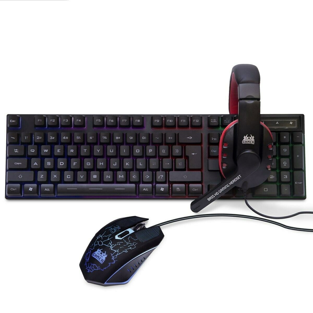 Gaming Mouse Keyboard and Headset Combo RGB USB Wired PC New Walmart
