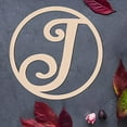 thumbnail image 3 of 1 pc 12Inch Circle Wood Monogram Letter J Wooden Monogram Wall Hanging for Wall Art Home Decoration, 3 of 7