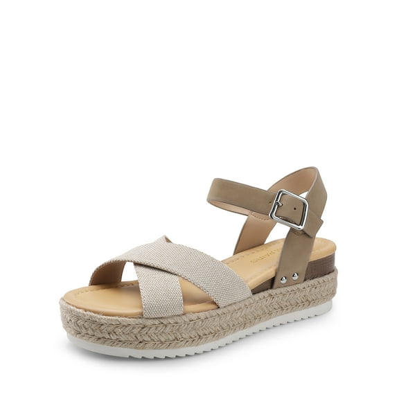 DREAM PAIRS Women's Stylish Platform Espadrille Wedge Sandals Round Toe Summer Causal Shoes Crisscross Band Adjustable Ankle Strap Buckle