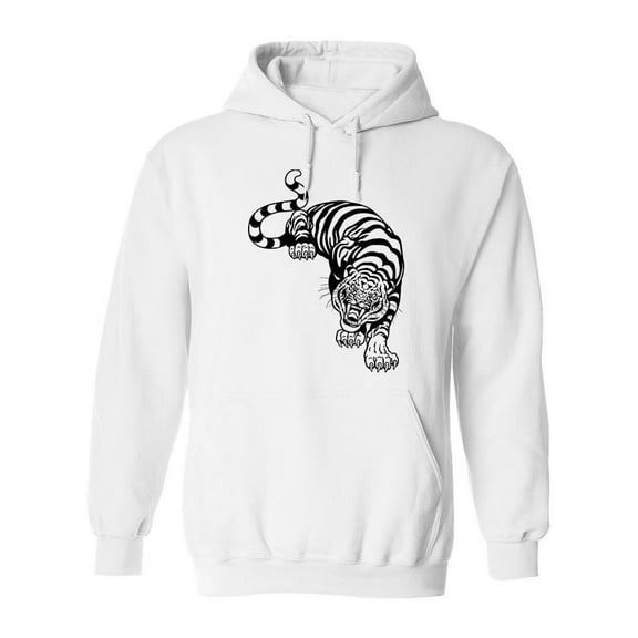 Angry Tiger Art Hoodie Men - Men Hoodie, White, Medium