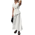 thumbnail image 3 of Women'S Sleeveless Mid Length Top and White A-Line Skirt 2 Piece Casual Matching Outfits S, 3 of 9