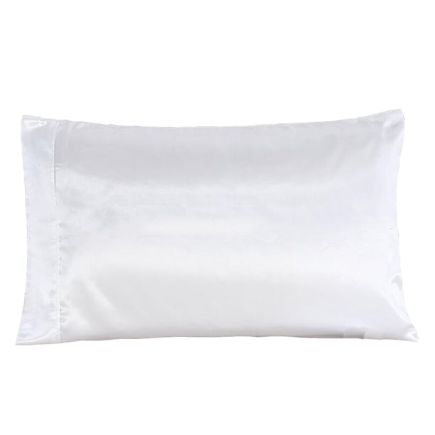 Funda de almohada de satén de seda sintética de lujo, protector de almohada - Tamaño Queen (EE. UU.) 20 x 30 pulgadas Blanco