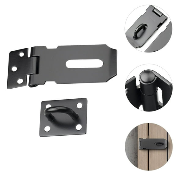 MLINS  2 Pcs Door Lock Buckle Padlock Hasp Security from inside Bolt Black