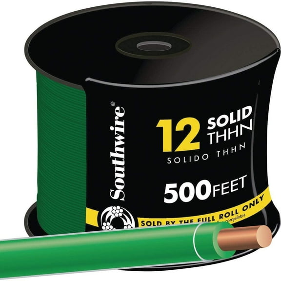 Southwire Building Wire 12 Ga, Single Conductor 20 Amp 600 V 90 Deg C 500 ' Green