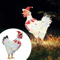 Light Up Chicken with Scarf Patio,Christmas Blow Molds,15.75in Christmas Chicken Decorations,3D Christmas Decorations with Color Lights,Rooster Garden Stakes for Ground Lawn Outdoor Decor