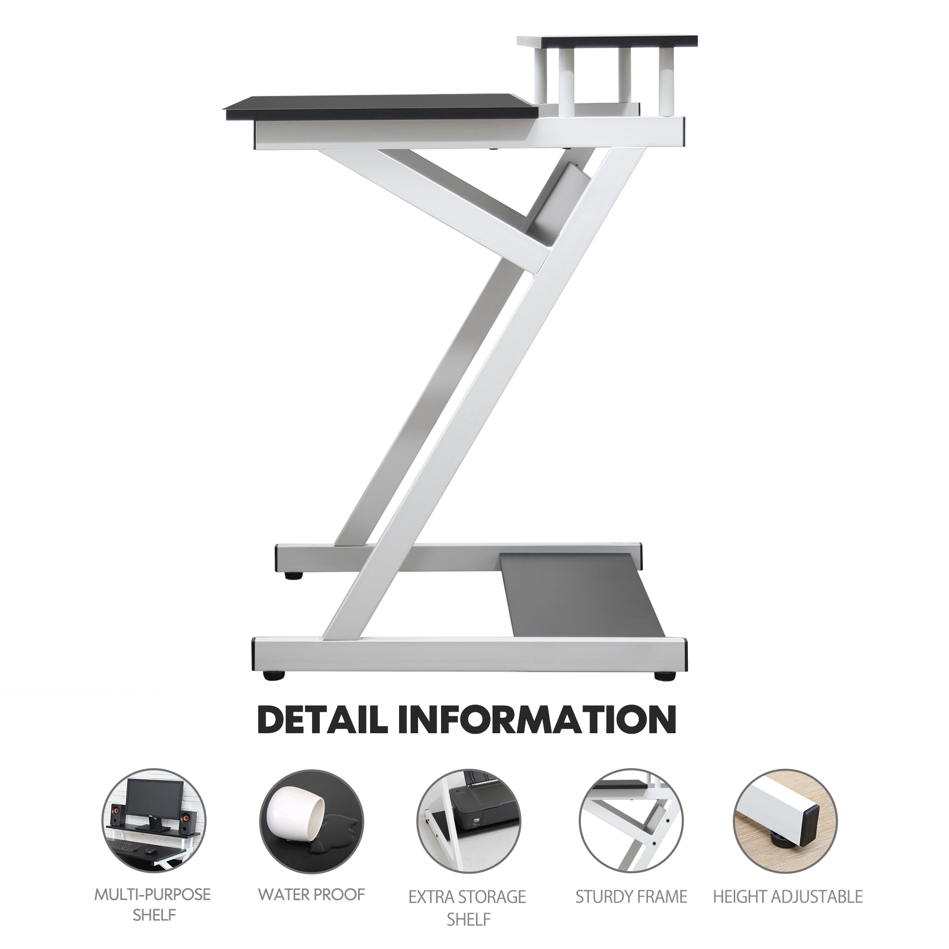 FITUEYES Computer Desk for Small Spaces, Study Writing Desk with Monitor  for Corner CD307001WB - The Home Depot