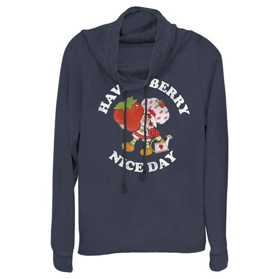 Junior's Strawberry Shortcake Berry Nice Day Greeting  Cowl Neck Sweatshirt