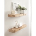 thumbnail image 2 of Kate and Laurel Burlock Modern Burlwood Floating Shelves, Set of 2, 24 x 6, Burlwood, Transitional Functional Kitchen or Bathroom Shelves for Above Toilet Storage or Dorm Room Display, 2 of 9