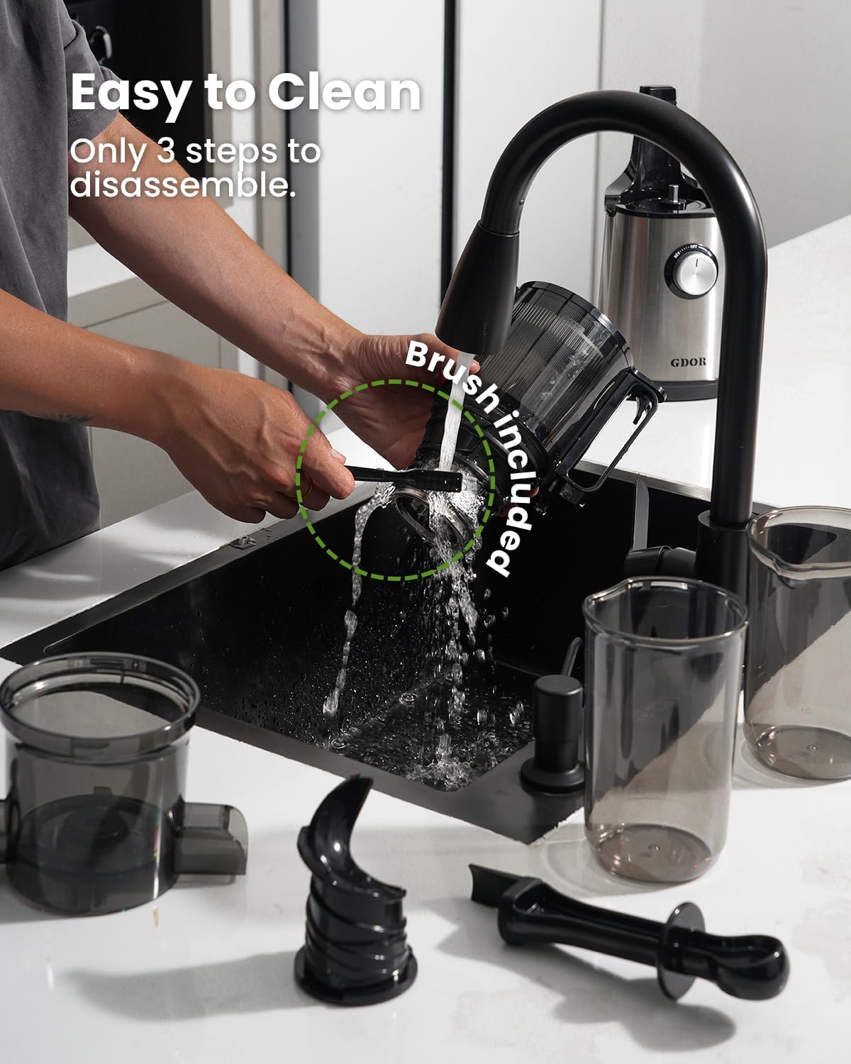 Cold Press Juicer Machines, 4.25'' Large Feed Chute Masticating Slow Juicer Fits Whole Fruits and Vegetables, Low Noise, Silver