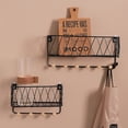 thumbnail image 4 of Opolski Metal Wooden Wall Mount Shelf Rack Basket Hooks Book Holder Storage Organizer, 4 of 8