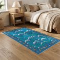 thumbnail image 2 of ODIKA 5'x7' Washable Area Rug Bathroom Aesthetic Repeating Wave Nautical Ocean Funky Theme for Small Living Room, Bedroom, Easy Care, Non-Shedding, Pet Friendly, 2 of 7
