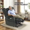 thumbnail image 3 of MCombo Oversized Triple Motor Power Lift Recliner with Adjustable Headrest for Big Tall Elderly, Fabric(Gray, Large-Wide), 3 of 11
