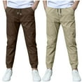 thumbnail image 2 of HOMADLES 2Pc Boys Sweatpants Pants Sports Workout Elastic Waist Solid Slim Straight Outdoor Stretch Sweatpants Pants Coffee 7 T, 2 of 9