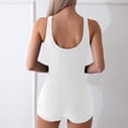 thumbnail image 3 of Felirenzacia Women's Boyleg One Piece Swimsuit, Color Block Tummy Control Solid Athletic Full Coverage Bathing Suit,White,S, 3 of 8