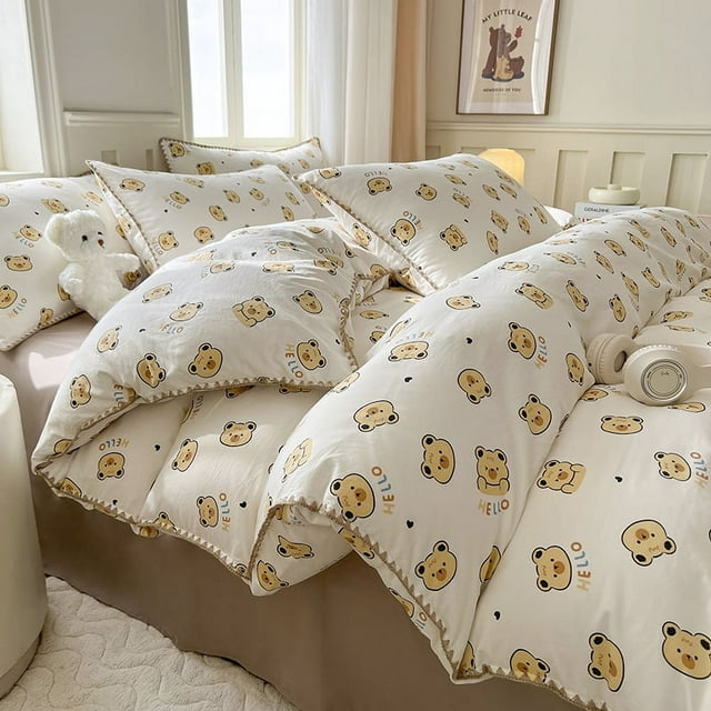 French Style Cherry Bedding Set for Girls Bed Sheet Quilt Cover Pillowcase Bed Linens Comforter Sets Soft Cotton이불세트 이불커버세
