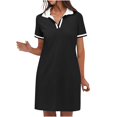 thumbnail image 6 of NXMZXB Women’s Polo Dresses 2025 Short Sleeve Casual Striped Color Block Collared V Neck Summer Tennis Golf Mini Shirt Dress with Pockets Black#01 M, 6 of 10