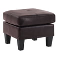 thumbnail image 3 of Contemporary Home Living Faux Leather Upholstered Tufted Ottoman - 23" - Dark Brown, 3 of 3