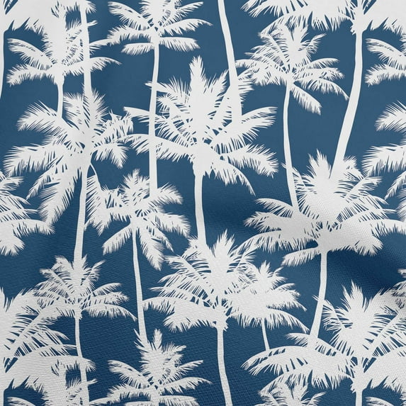 oneOone Rayon Blue Fabric Coconut Tree & Leaf Diy Clothing Quilting Fabric Print Fabric By Yard 56 Inch Wide