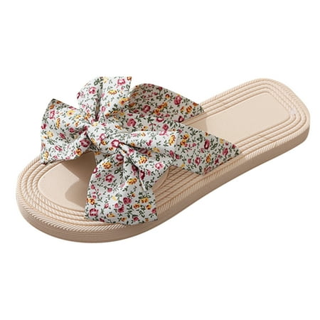 

KI-8jcuD Sipper Fashion Spring And Summer Women Slippers Flat Bottom Lightweight Strap Bow Rhinestone Floral Beach Style High Top Slippers For Women Arch Support Slippers Women Women Thong Slippers
