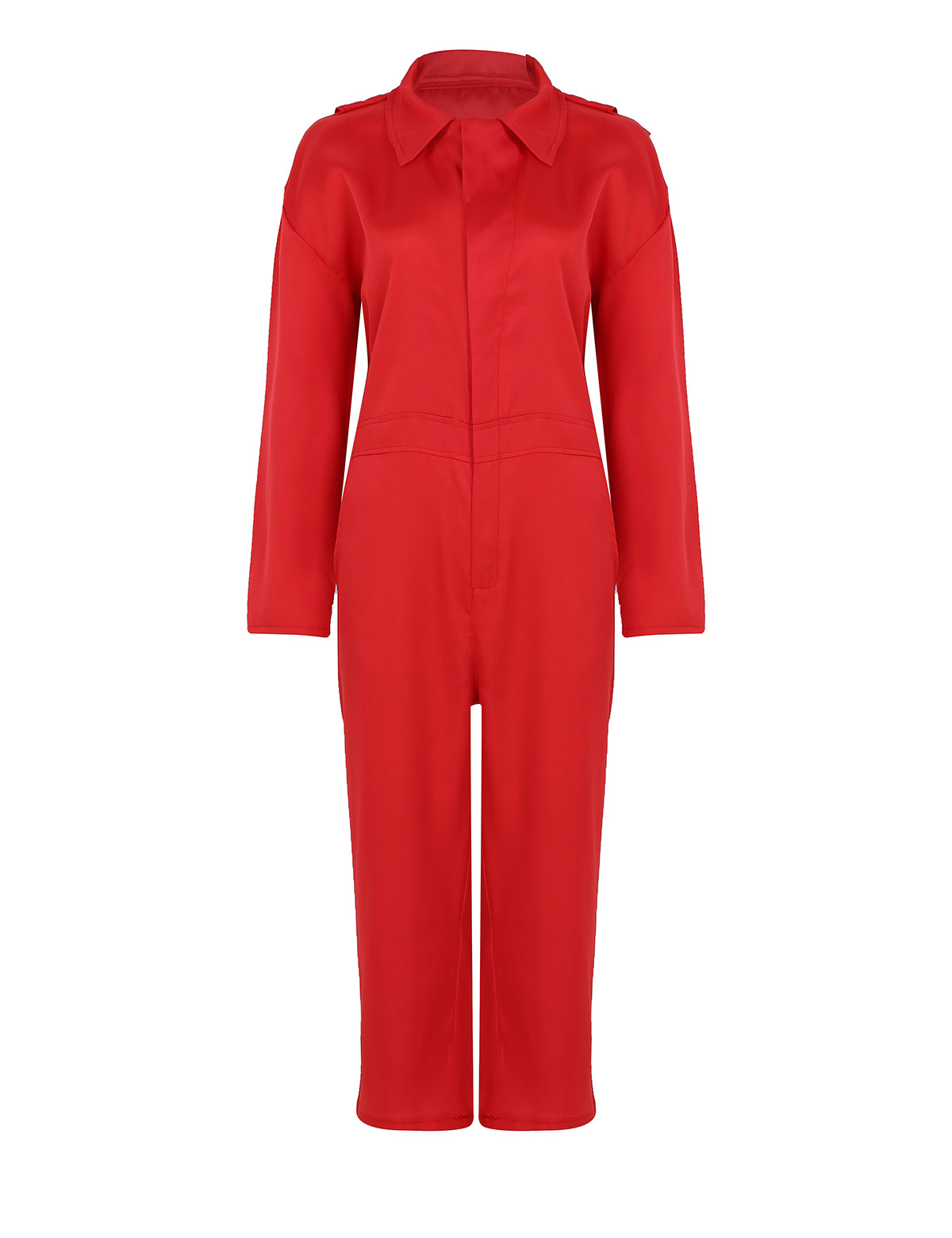 renvena Men Women Red Zipper Jumpsuit for Movie Uniforms Cosplay