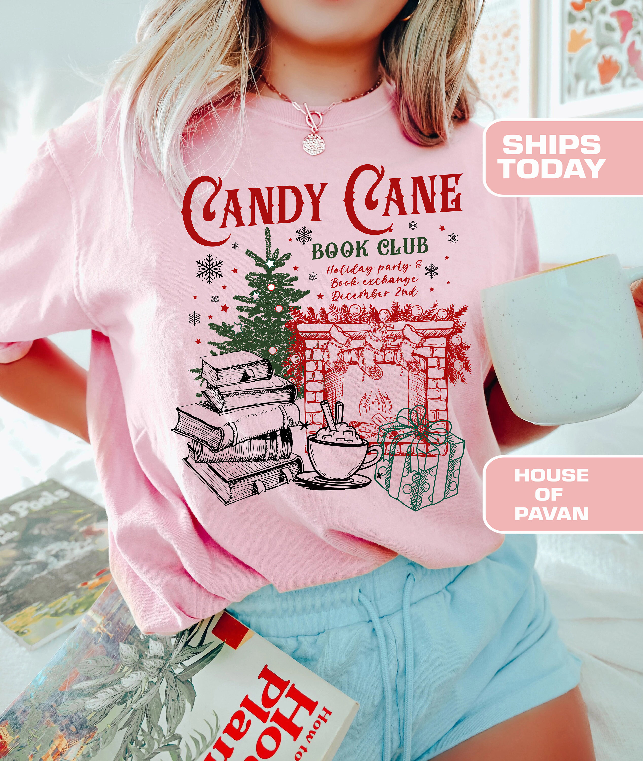 Candy Cane| Christmas Book Club| Funny Shirt| Winter Retro Tee| Graphic ...