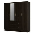 FUFU&GAGA 4 Door Wardrobe Armoire Closet with Mirror and Bottom Drawers