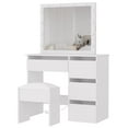 thumbnail image 3 of Dressing Table Set, Makeup Vanity Desk with Touch Light Mirror and and 4 Drawers, 3 Lighting Color Adjustable, White, 3 of 4