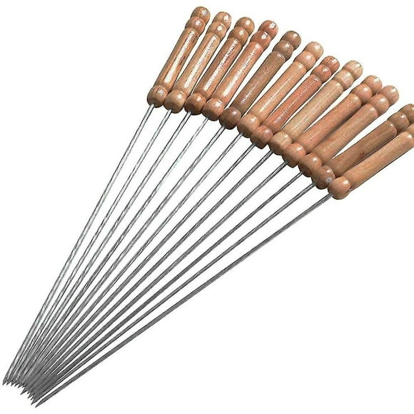 Skewers For Grilling Stainless Steel Bbq Sticks With Wood Handle