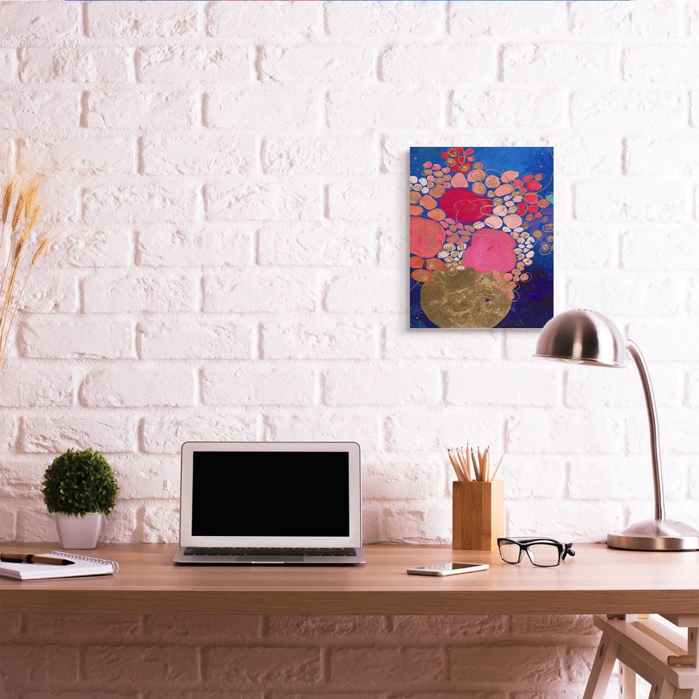 Stupell Industries Abstract Whimsical Flower Vase Blue Pink Gold Designed by Third and Wall