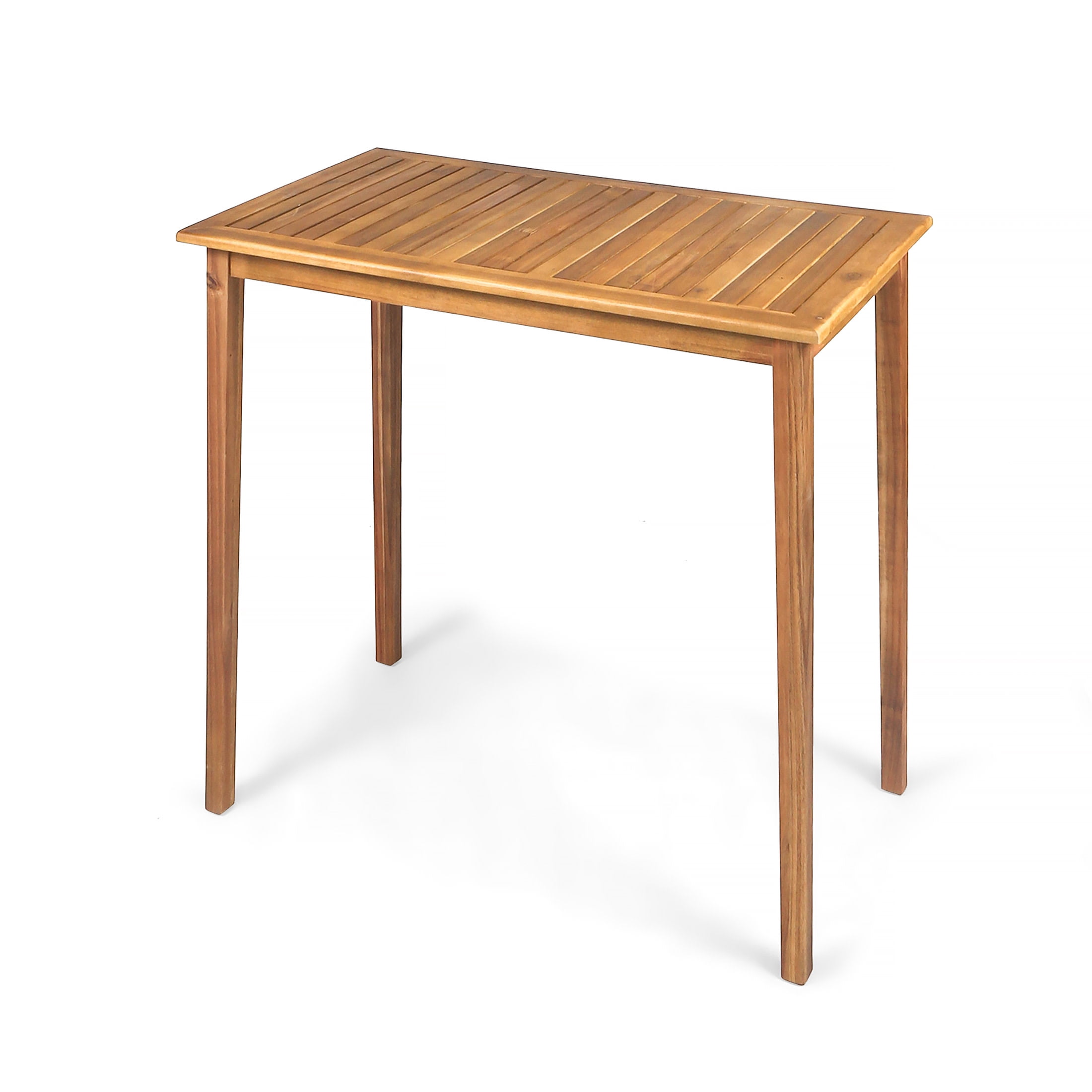 Noble House Polaris Outdoor Minimalist Acacia Wood Rectangle Bar Table - Teak