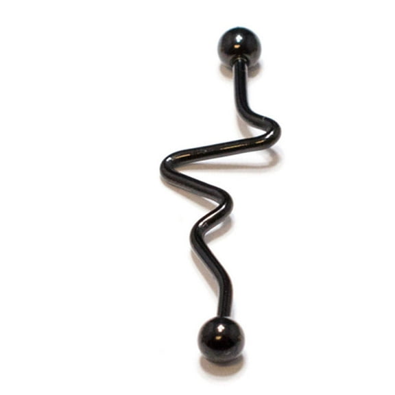 Surgical Steel Industrial Barbell 14 Gauge with Wavy Spiral Design