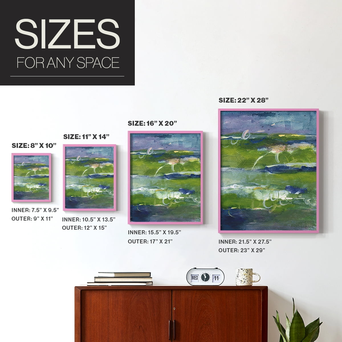 Bales of Color II Framed Print in Pink Solid Wood Framed Print No Nail Hanging