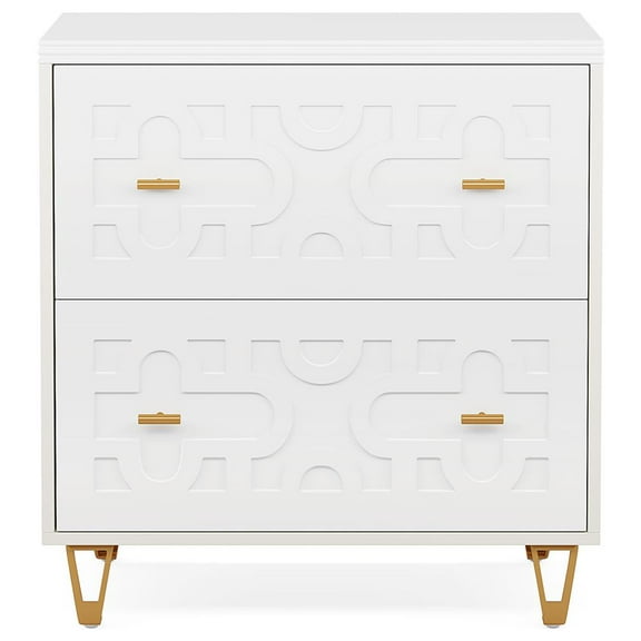 Kepooman File Cabinet, Filing Cabinet for Home Office, 2-Drawer File Cabinet, Modern Storage Filing Cabinet Printer Stand,White