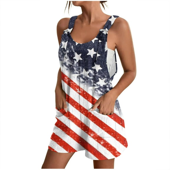 Nrmvnmi Short Jumpsuits for Women Independence Day American Flag Loose Sleeveless Casual Romper Overalls Jumpsuit with Pockets Multicolor LMothers Day Gifts
