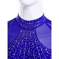 thumbnail image 5 of Zaldita Womens Lyrcial Dance Dress Rhinestone Long Sleeve Chiffon Modern Figure Skating Bodysuit Royal Blue L, 5 of 7