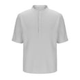 thumbnail image 1 of Camisa de Manga Corta Botón de los Hombres, Casual Color Sólido, de Pie Cuello Piña Camisa de Blusa Cuadrada, 1 of 4