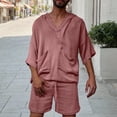 thumbnail image 2 of Conjunto de Traje para Hombre, Casual Manga Corta con Capucha, Pantalones Cortos de Bolsillo Conjunto de Color Sólido para Hombres, 2 of 7