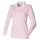 thumbnail image 1 of Front Row- Polo liso de manga larga con cuello tipo rugby para mujer (Rosa pálido/Blanco), 1 of 1
